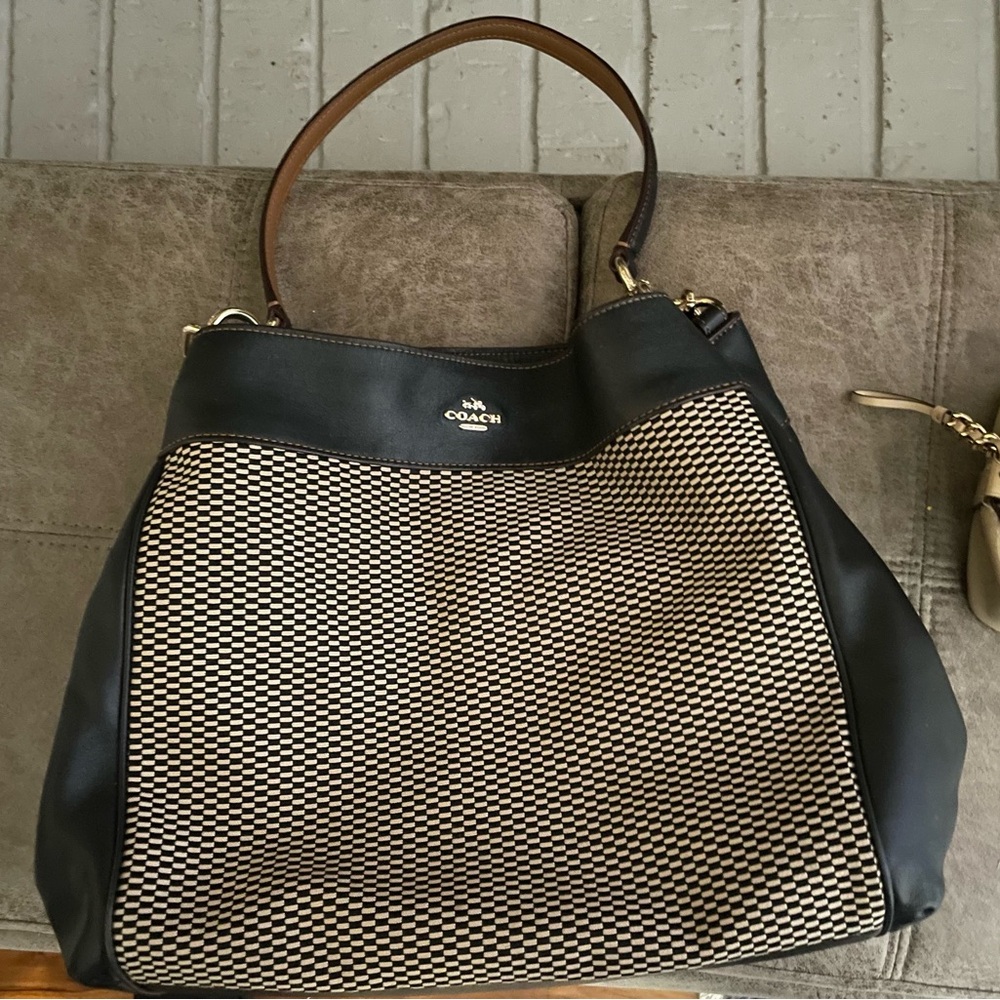 Coach Black and Cream Hobo Bag